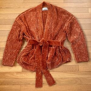 Urban Outfitters Orange Chenille Belted Cardigan Size M - NEEDS REPAIR!!!